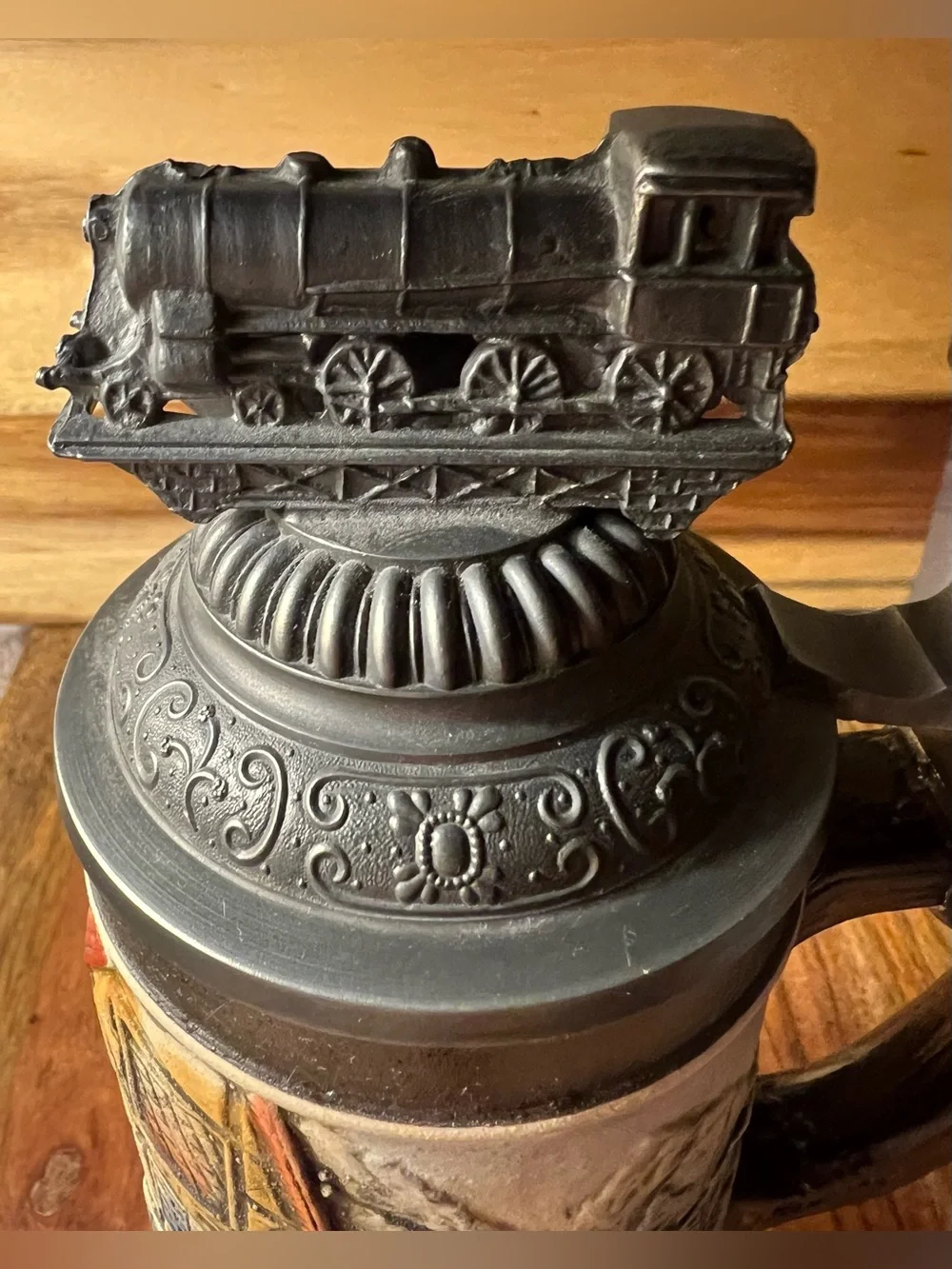Armin Bay Ltd Ed German Beer Stein #576/5000 95% Pewter Locomotive Lid